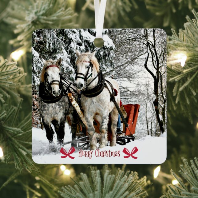 Sleigh Ride, Merry Christmas Metal Ornament (Insitu)