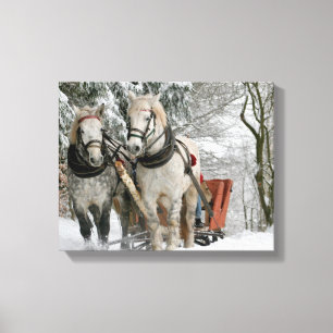 sleigh+ride,snow,forest,horse,winter,white,gallop, canvas print