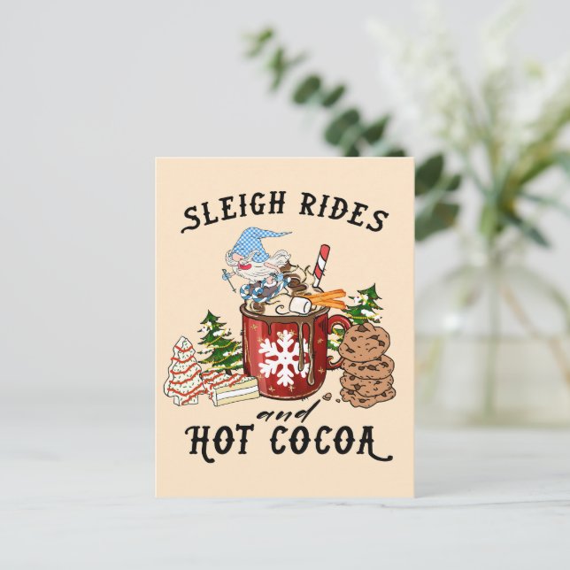 Sleigh Rides and Hot Cocoa Postcard (Standing Front)