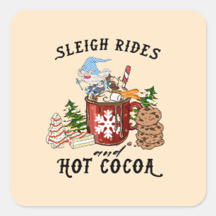 Sleigh Rides and Hot Cocoa – Scandinavian Gnome Square Sticker