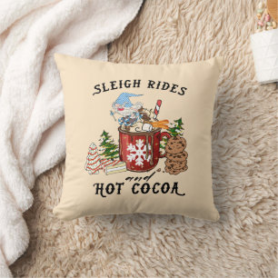Sleigh Rides and Hot Cocoa Throw Pillow