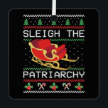 Sleigh The Patriarchy I Metal Ornament<br><div class="desc">Cool design for Christmas parties, perfect for anyone who's an awesome pro-choice woman and amazing feminist who loves to fight the patriarchy even at family gatherings! 'Sleigh The Patriarchy' cool quote to wear every day during the Holidays or to a Christmas party. Are you a proud Christmas lights lover who...</div>