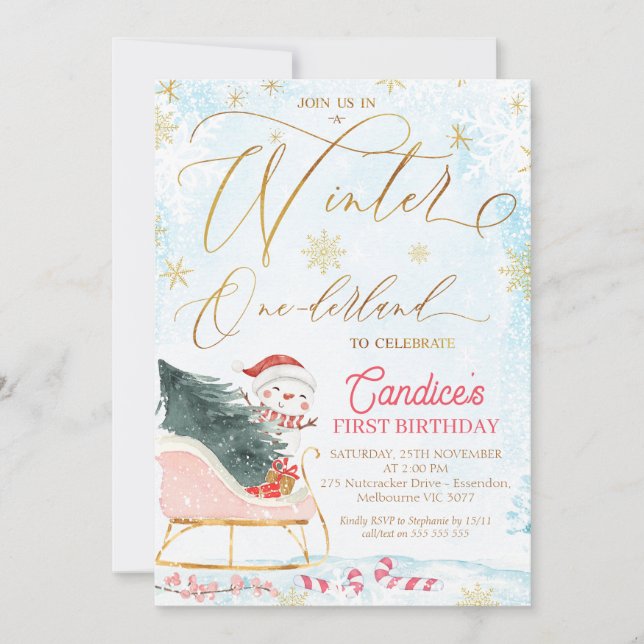Sleigh Winter One-derland Birthday Invitation (Front)