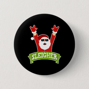 Sleigher - Fun Heavy Metal Music Santa - Christmas 2 Inch Round Button