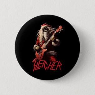 Sleigher Funny Christmas Heavy Metal Music 2 Inch Round Button