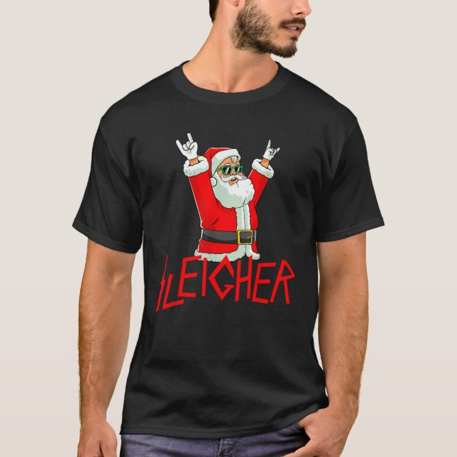 Sleigher Funny Christmas Heavy Metal Music Gifts M T-Shirt (Front)