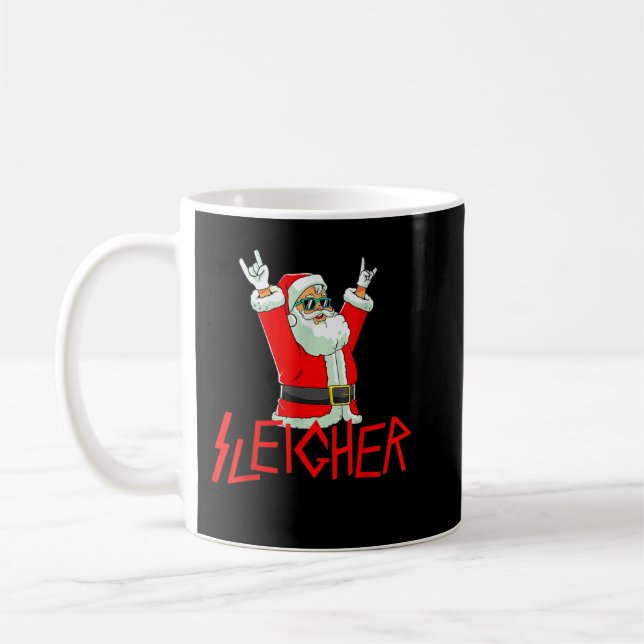 Sleigher Funny Christmas Heavy Metal Music Men Wom Coffee Mug (Left)