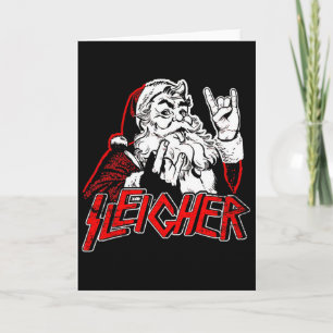 Sleigher Hail Santa Heavy Metal Christmas For Men Card
