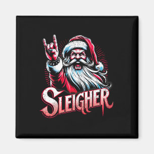 Sleigher Hail Santa Heavy Metal Christmas For Men Magnet