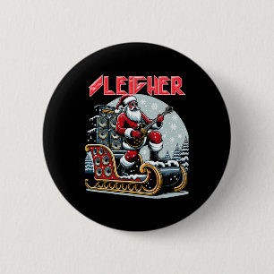 Sleigher Hail Santa Heavy Metal Christmas Rock Xma 2 Inch Round Button