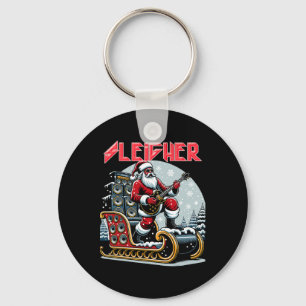Sleigher Hail Santa Heavy Metal Christmas Rock Xma Keychain