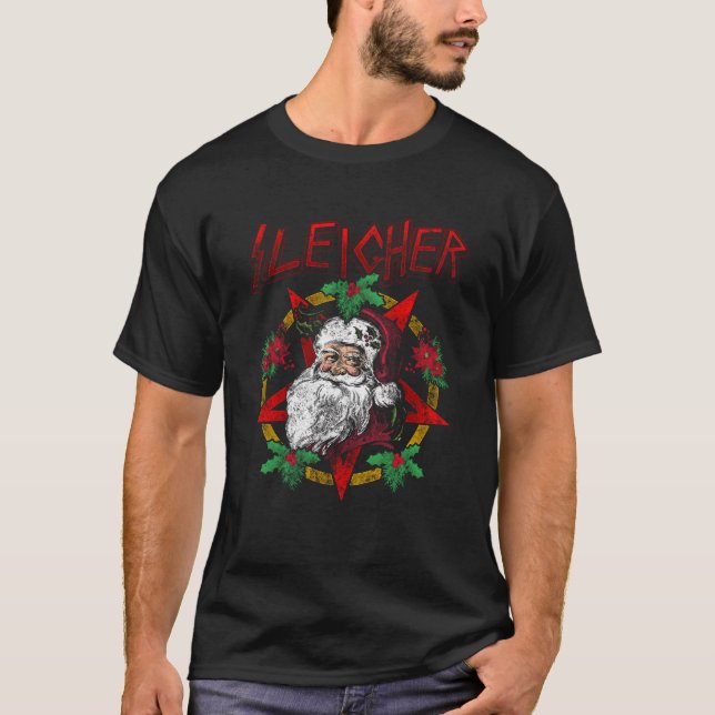 Sleigher Heavy Metal Santa Claus Christmas Xmas Gi T-Shirt (Front)