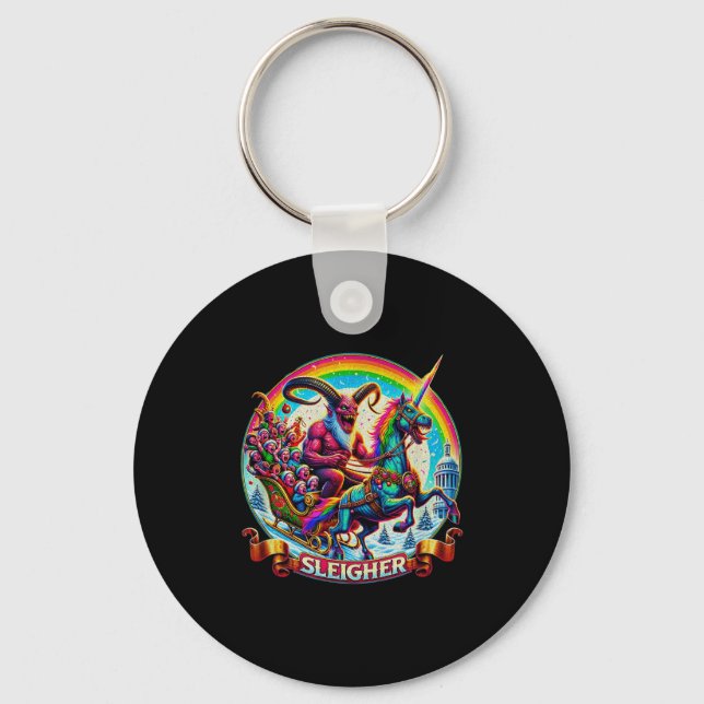 Sleigher Krampus Unicorn Demon Horror Christmas Go Keychain (Front)