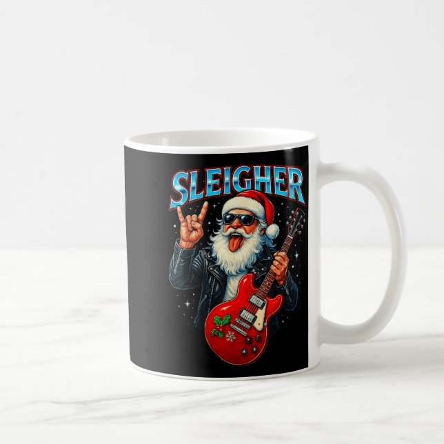 Sleigher Rock Santa Funny Metal Christmas Design  Coffee Mug (Right)