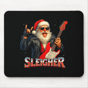 Sleigher Rock Santa Funny Metal Christmas Design Mouse Pad
