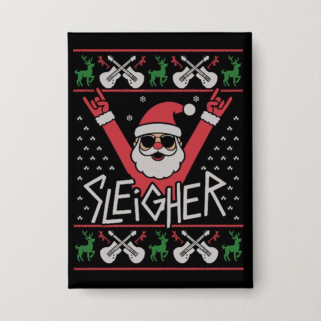 Sleigher Santa Christmas Rock n Roll Ugly Sweat (Front)