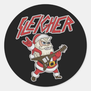 Sleigher Santa Claus Metal Christmas Hail Funny Classic Round Sticker