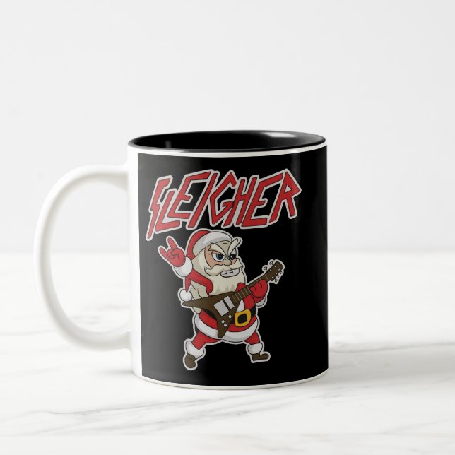 Sleigher Santa Claus Metal Christmas Hail Funny Two-Tone Coffee Mug (Left)