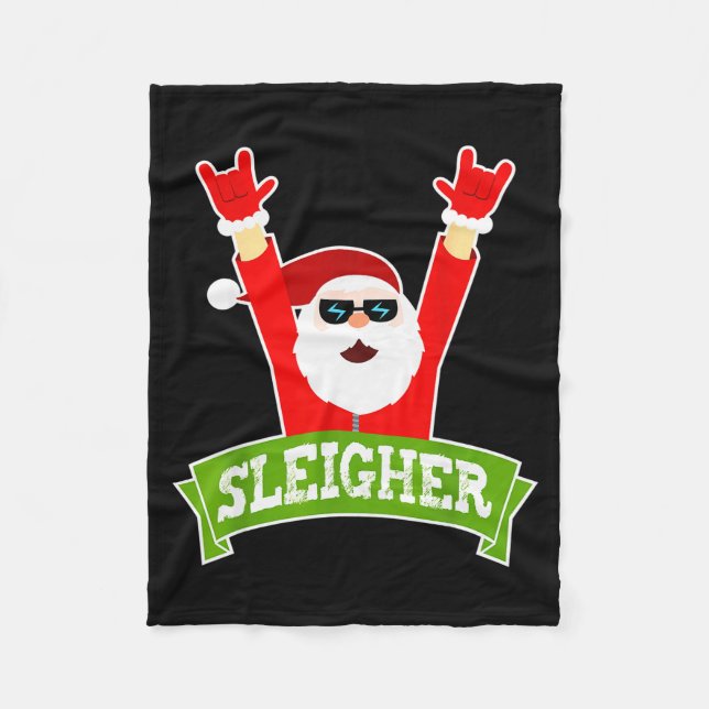 Sleigher Ugly Sweater Heavy Metal Christmas Sweate Fleece Blanket (Front)