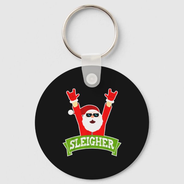 Sleigher Ugly Sweater Heavy Metal Christmas Sweate Keychain (Front)