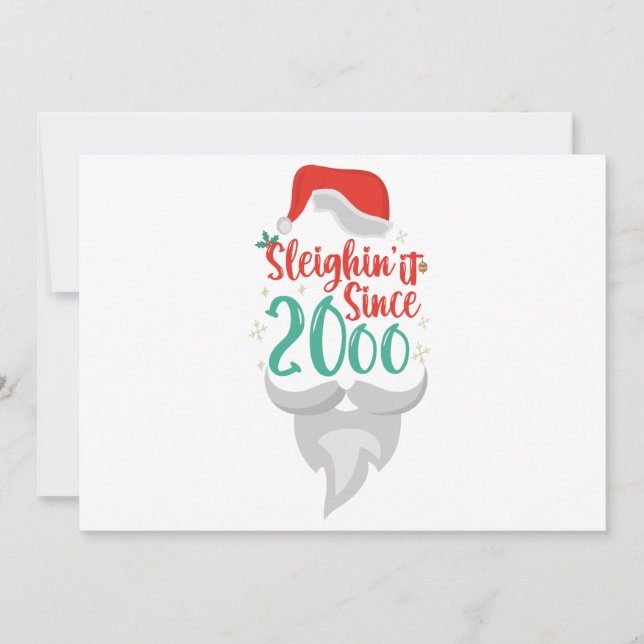Sleighin it Since 2006 Christmas Birthday Santa   Invitation (Front)