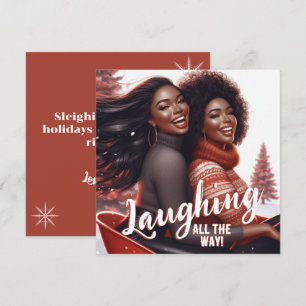Sleighin' Sisters Festive Laughter Holiday Card