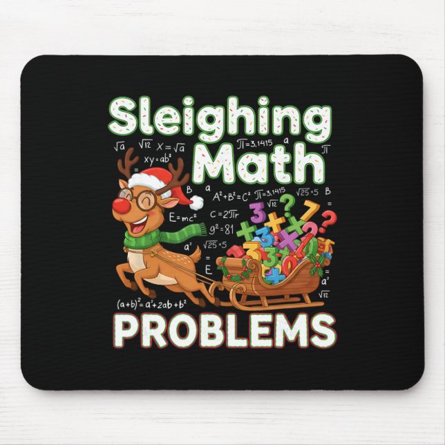 Sleighing Math Problems Christmas Funny Math Teach Mouse Pad (Front)