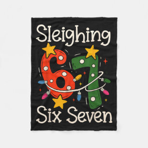 Sleighing Six Seven 67 Meme Christmas Gen Z Alpha Fleece Blanket