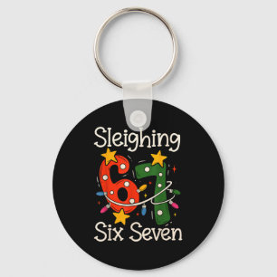 Sleighing Six Seven 67 Meme Christmas Gen Z Alpha Keychain