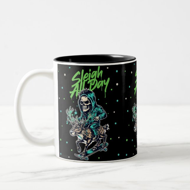 Sleight all Day - Riding Scary Skull ROCK Two-Tone Coffee Mug (Left)