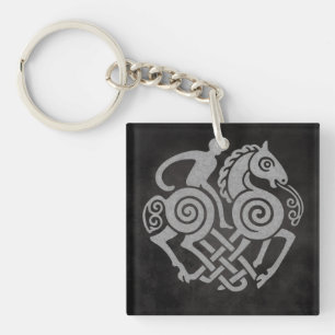 Sleipnir and Odin Symbol Norse Mythology Design Keychain