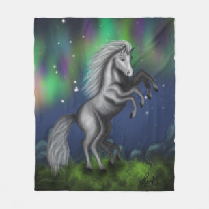Sleipnir's Majesty: Odin's Eight-Legged Steed Fleece Blanket