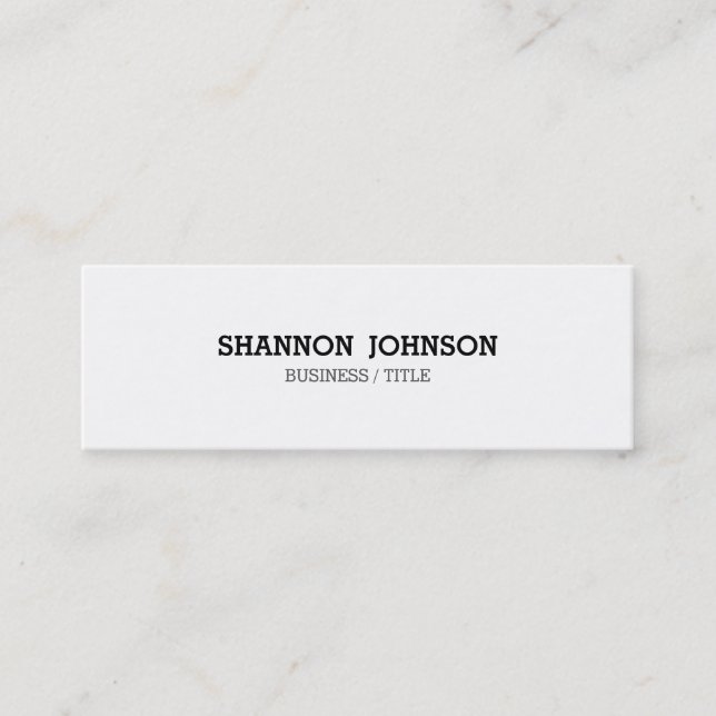 Slender Mini simple black and white business card (Front)