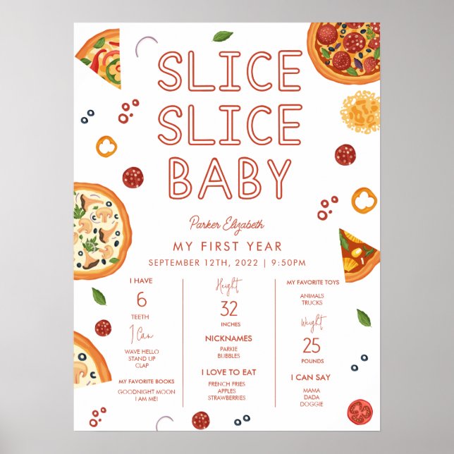 Slice Baby First Birthday Milestone Poster (Devant)
