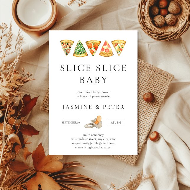 Slice Baby Pizza Baby shower Invitation (Slice slice baby Pizza Baby Shower Invitation)