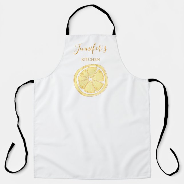 Slice Lemon Themed Kitchen Apron (Front)