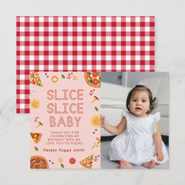 Slice moderne Baby Carte de remerciements d'annive (Devant / Derrière)