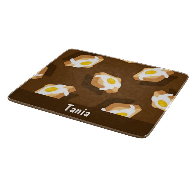 Slice of bread with egg pattern cutting board (Corner)