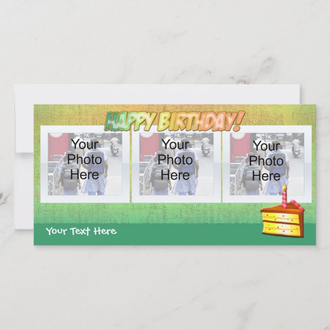 Slice of Cake Happy Birthdy Photo Cards (Front)