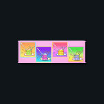 Slice of CAKE Pop Art (long) Gallery Wrapped Canva Canvas Print<br><div class="desc">A classic pop art style graphic of a Slice of Cake. A lovely layered cake,  fork & festive decorations. Perfect for bakers,  cake shops,  bakeries and the home kitchen. Choose your canvas background colour!</div>