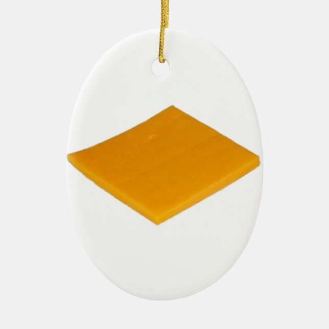 Slice of Cheese Ceramic Ornament (Front)