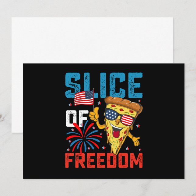 Slice Of Freedom 4th July Pizza USA Flag Sunglasse Invitation (Front/Back)