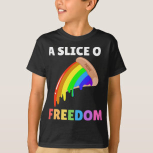 Slice Of Freedom Gay Pride Pizza Rainbow Flag T-Shirt