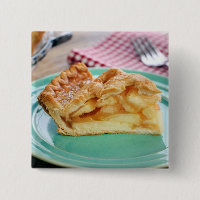Slice of fresh baked apple pie on plate