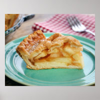 Slice of fresh baked apple pie on plate