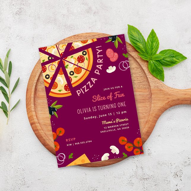 Slice of Fun 1st Birthday Pizza Party Invitation (Creator Uploaded)