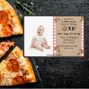 Slice of fun 1st Birthday with photo Invitation