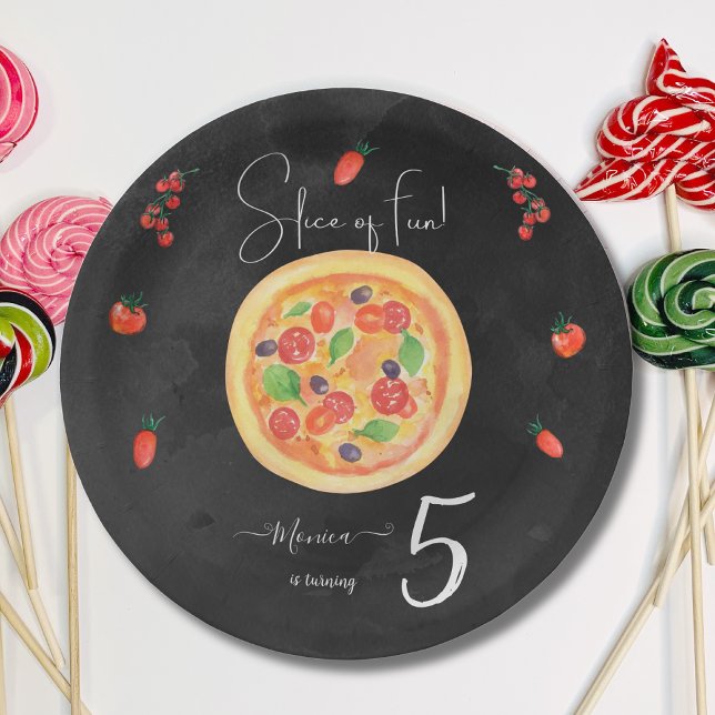 Slice of fun, italian pizza birthday paper plate (Creator Uploaded)