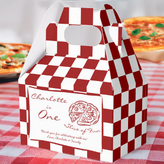 Slice of fun red check Italian pizza party favours Favor Box