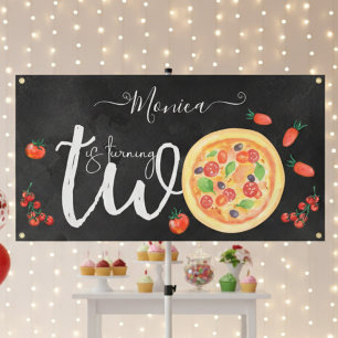 Slice of fun, second birthday banner